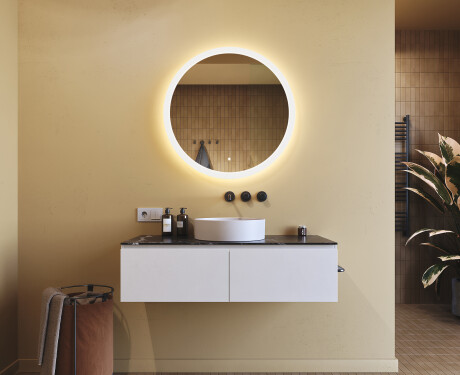 Rundt badeværelsesspejl med LED-belysning 80 cm med Dual color, Berøringskontakt #8